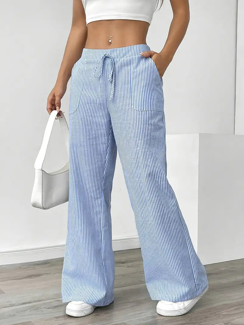 Soleia Striped Wide-Leg Trouser