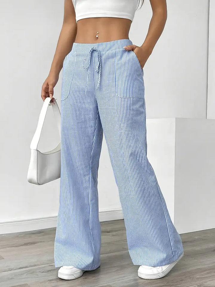 Soleia Striped Wide-Leg Trouser
