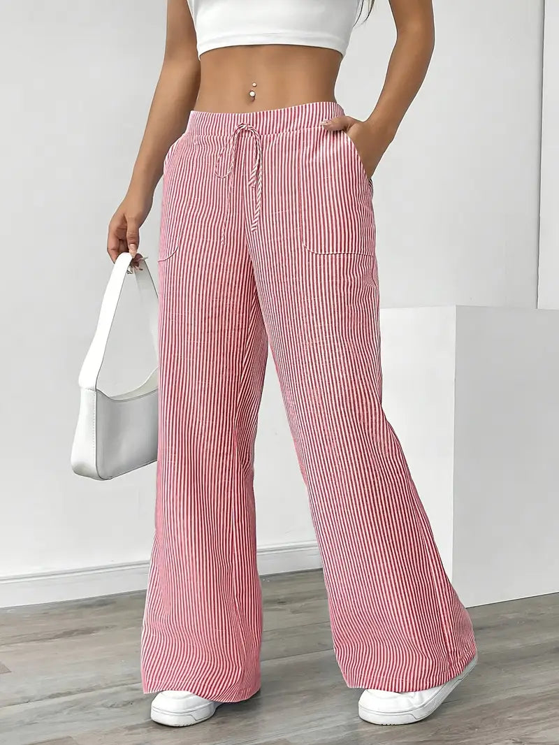 Soleia Striped Wide-Leg Trouser