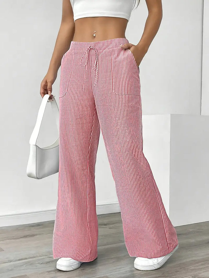 Soleia Striped Wide-Leg Trouser