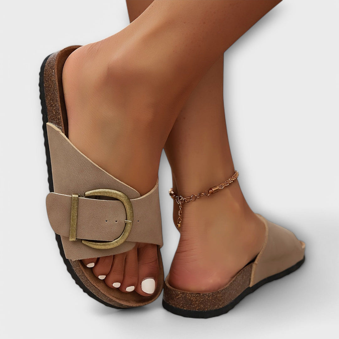 Joanna Comfort Buckle Slide Sandals