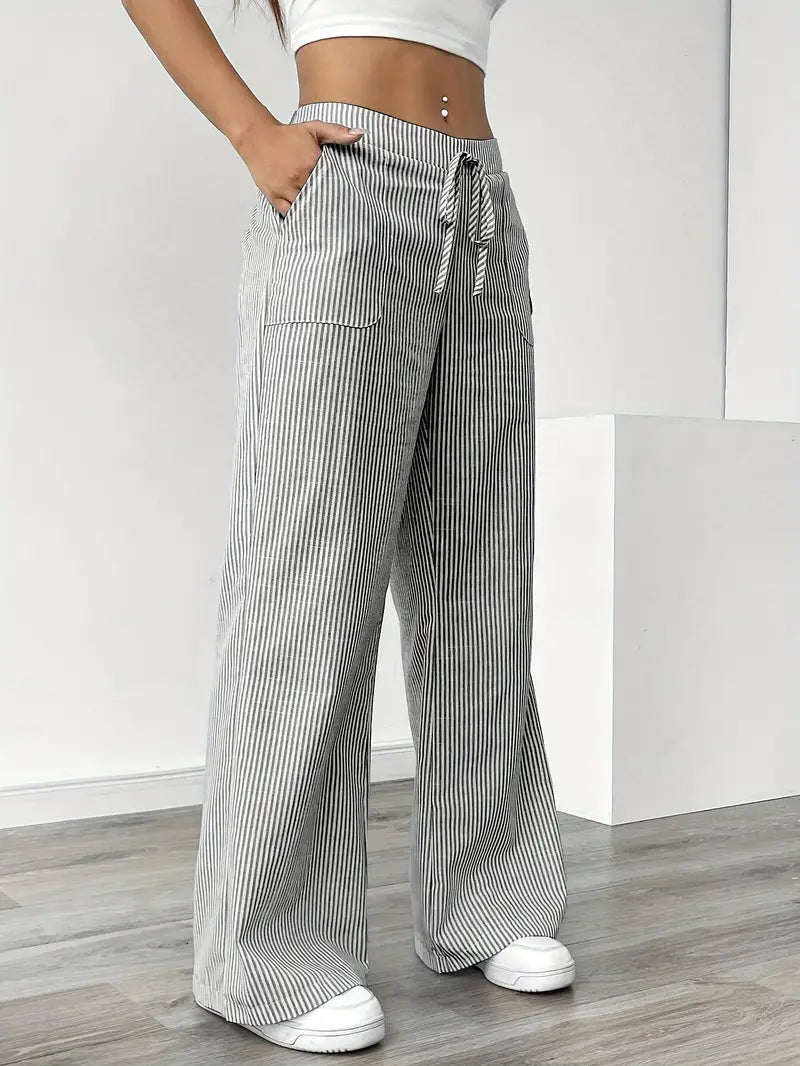 Soleia Striped Wide-Leg Trouser