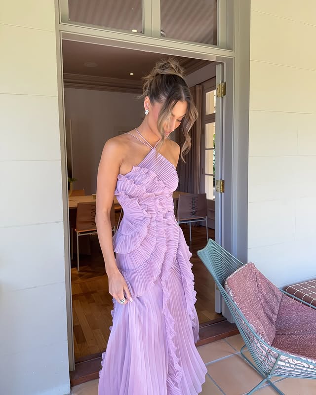 Amara Ruffle Pleated Maxi Dress