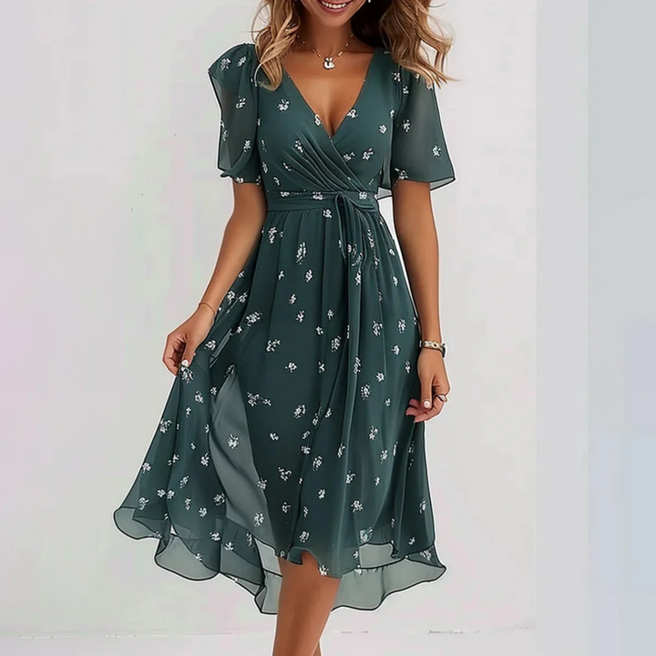 Connie Floral Wrap Midi Dress
