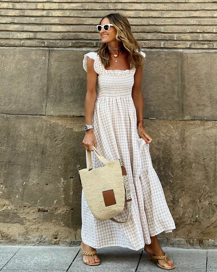 Christine Plaid Smocked Maxi Dress