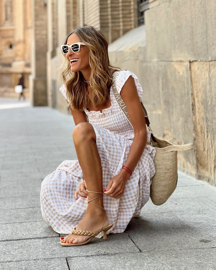 Christine Plaid Smocked Maxi Dress