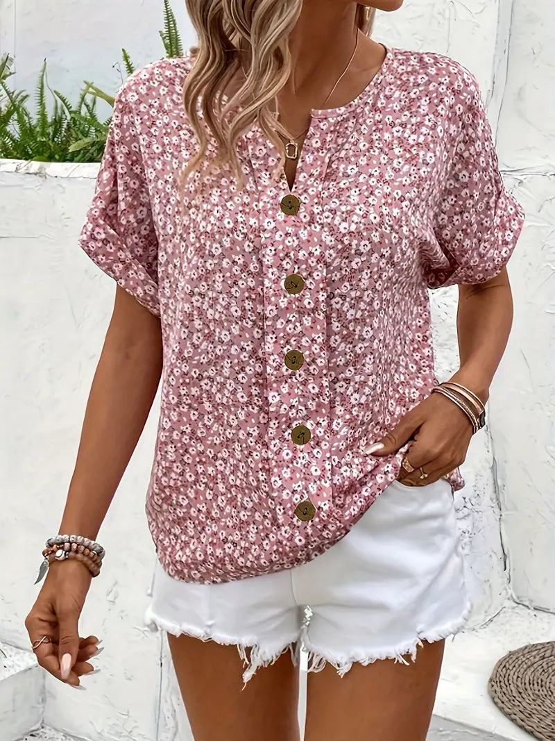 Verna Floral Button Front Blouse