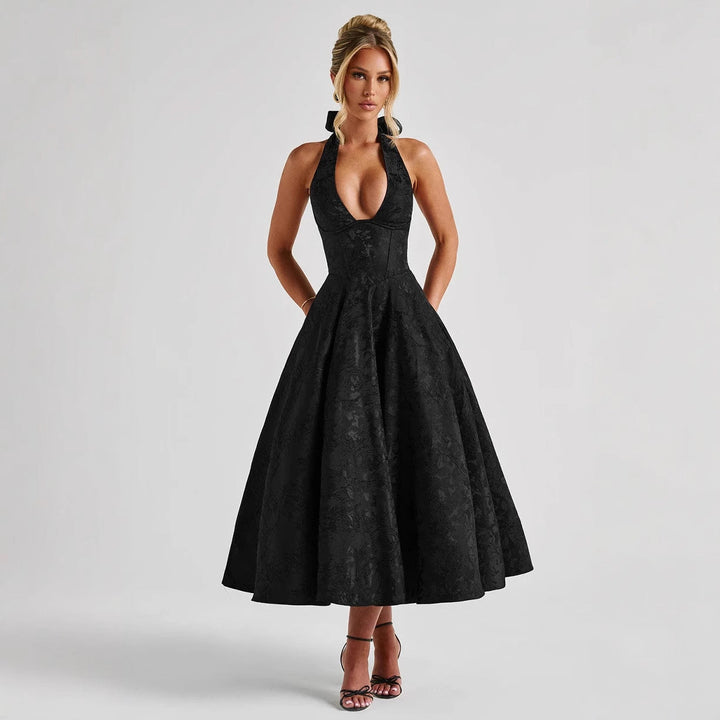 Celestine Halter Neck Corset Midi Dress