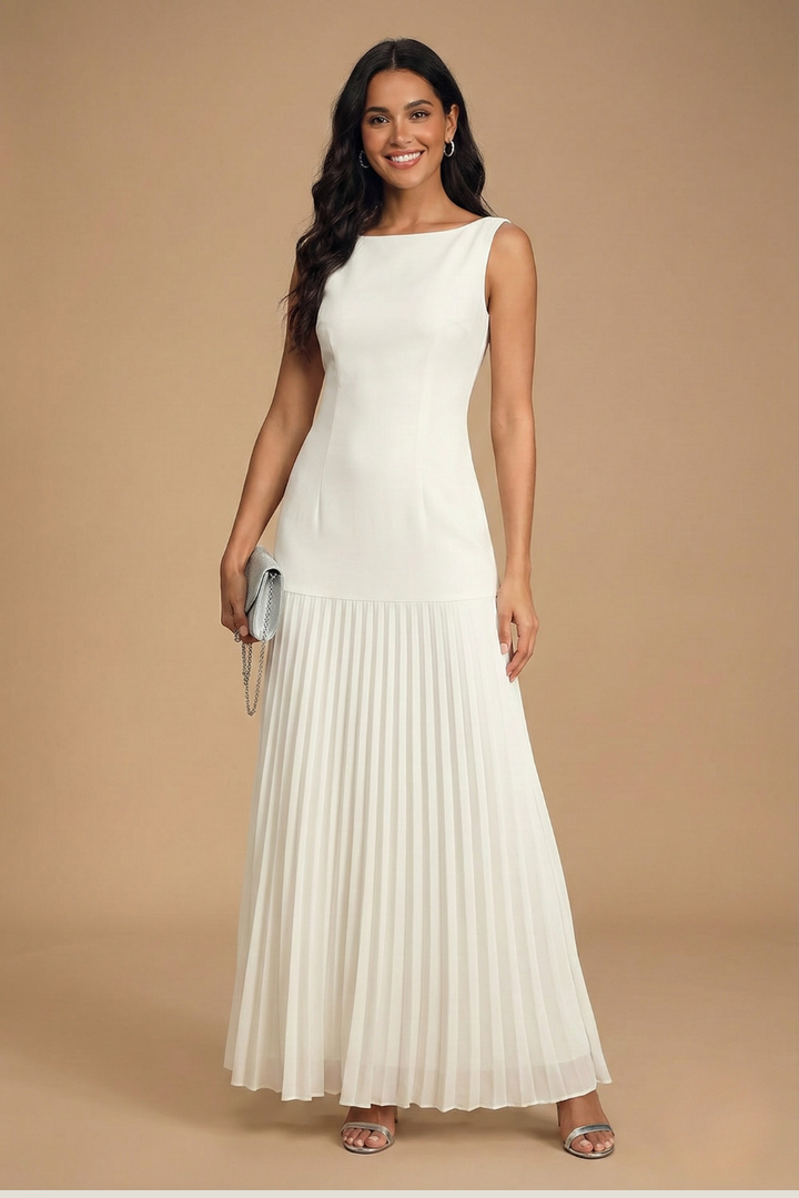 Elowyn Pleated Drop Waist Maxi Dress