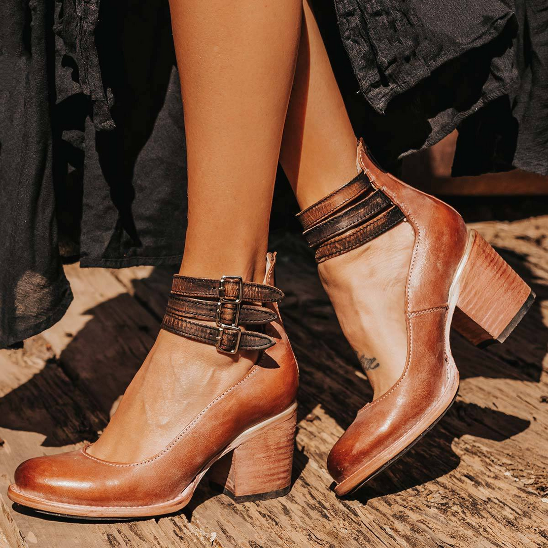 Naturéva Elegant Buckle Heel Sandals