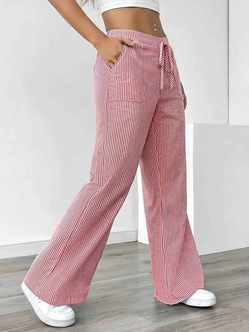 Soleia Striped Wide-Leg Trouser