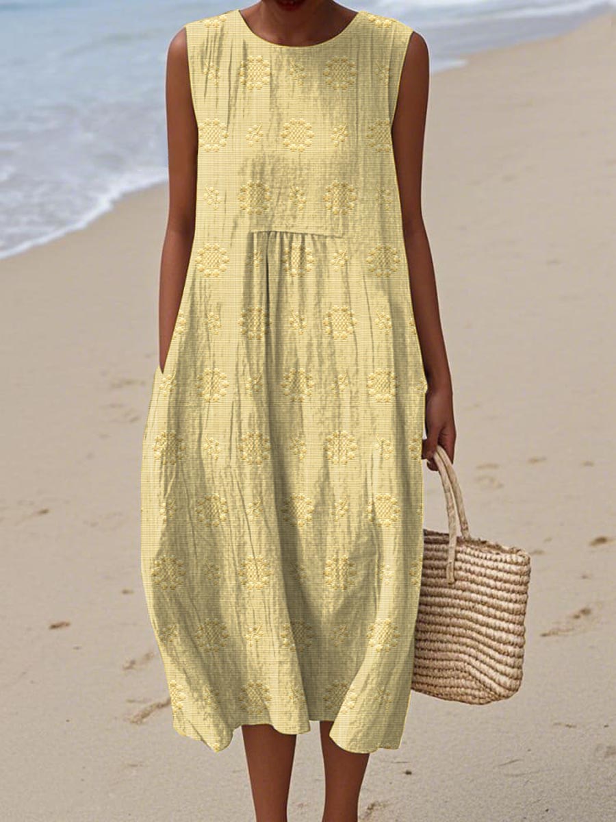 Roxanne Sleeveless Pocket Midi Dress