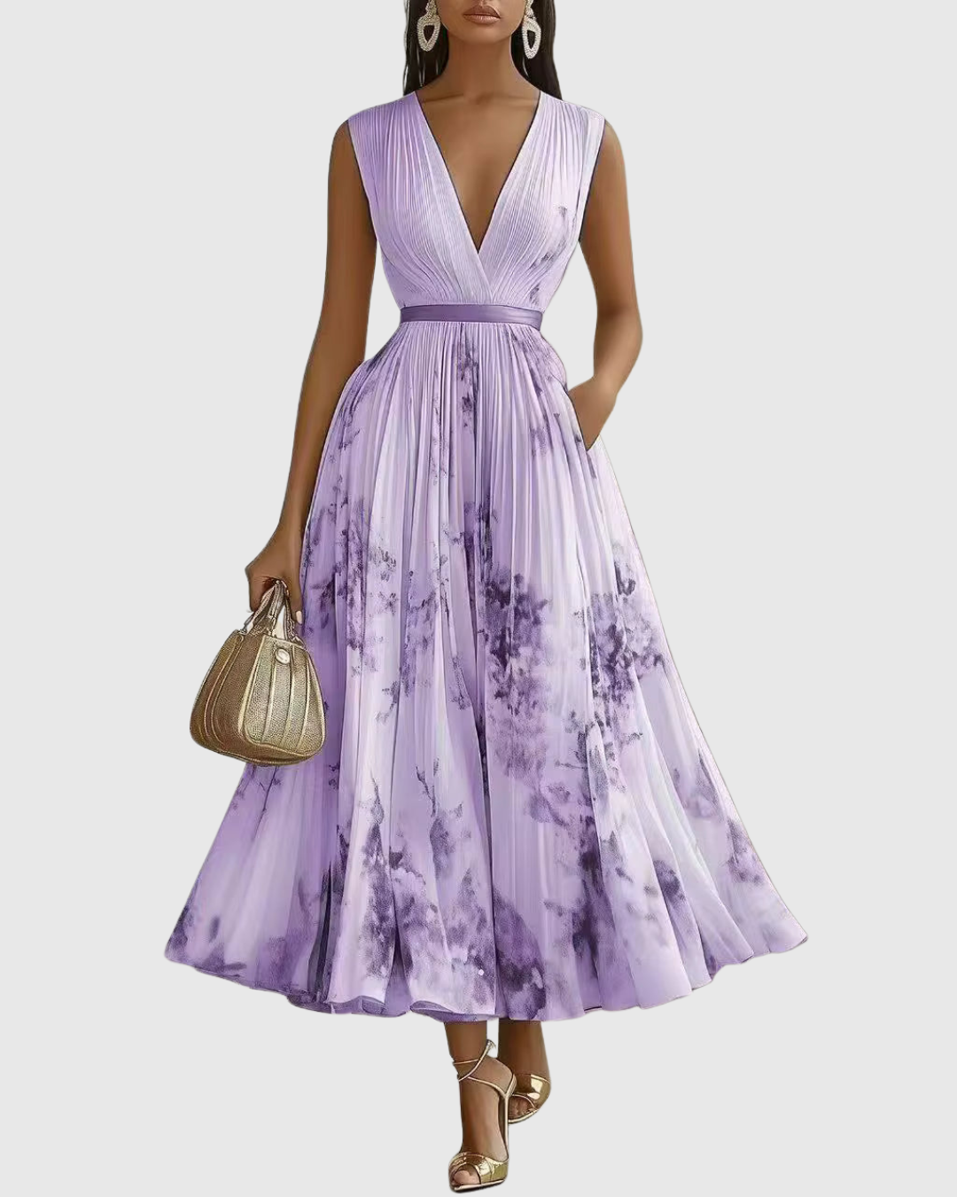 Isadora Pleated Floral Maxi Dress
