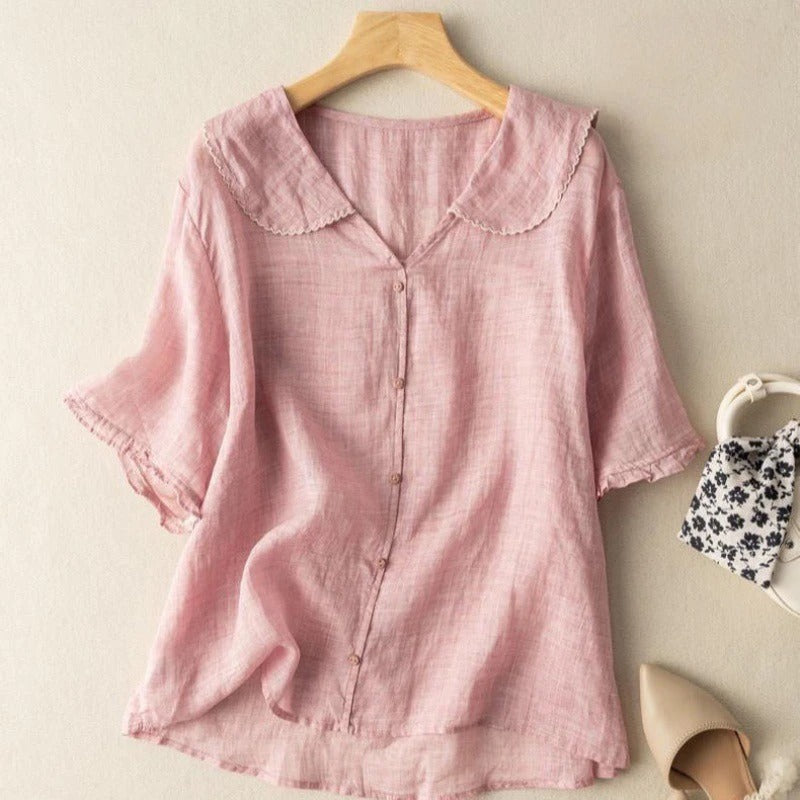 Kristi Vintage Collar Button Blouse