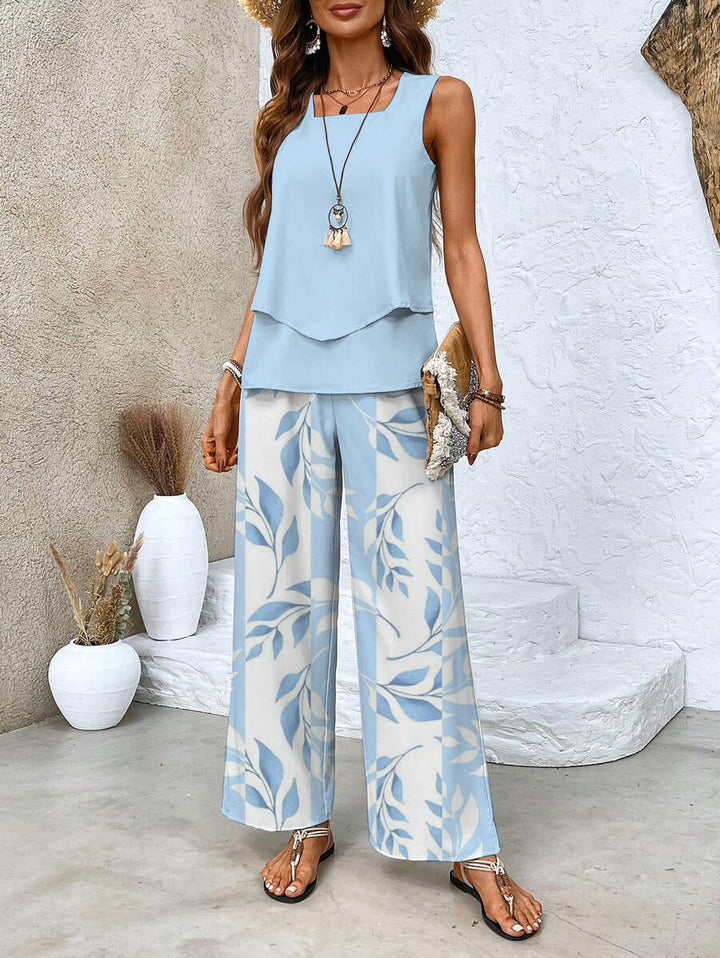 Abigail Sleeveless Blouse Trouser Set