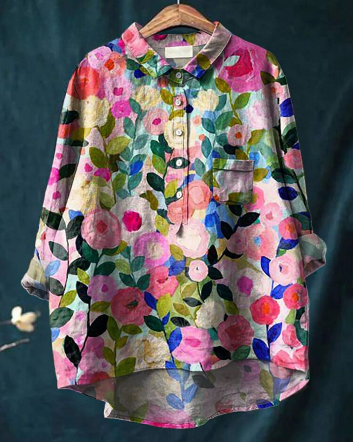 Monette Floral Button Front Blouse