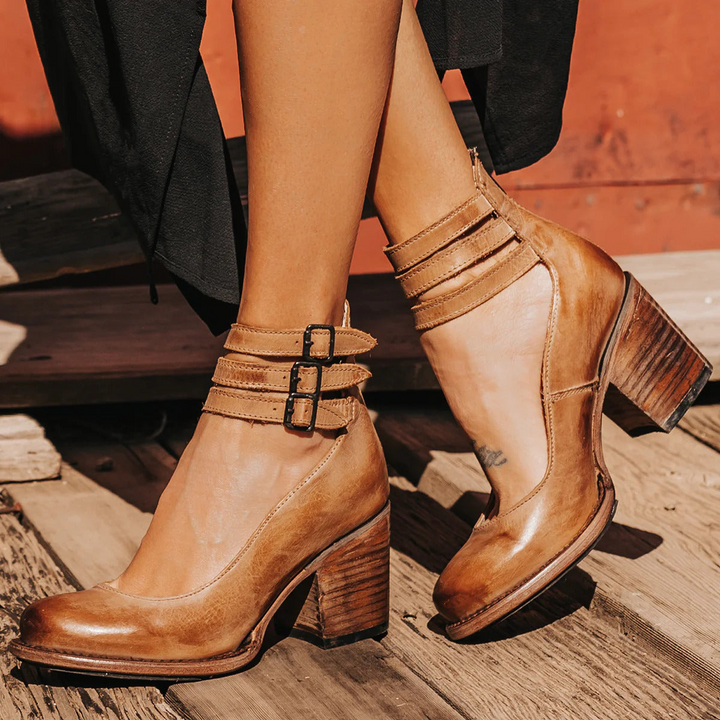 Naturéva Elegant Buckle Heel Sandals