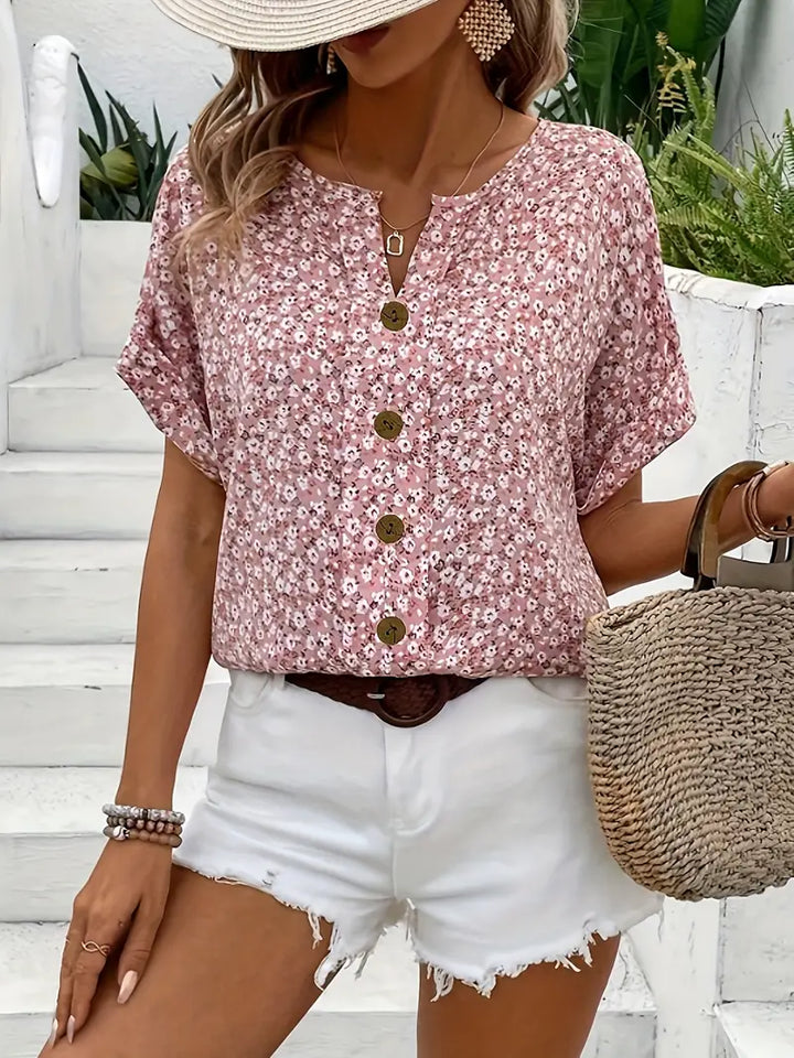Verna Floral Button Front Blouse