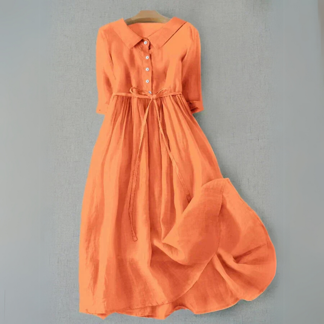 Tammie Casual Tie Waist Midi Dress