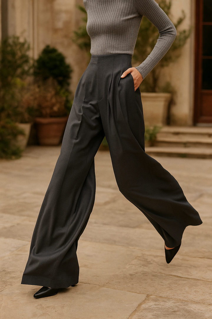 Virelle Draped Wide-Leg Trousers