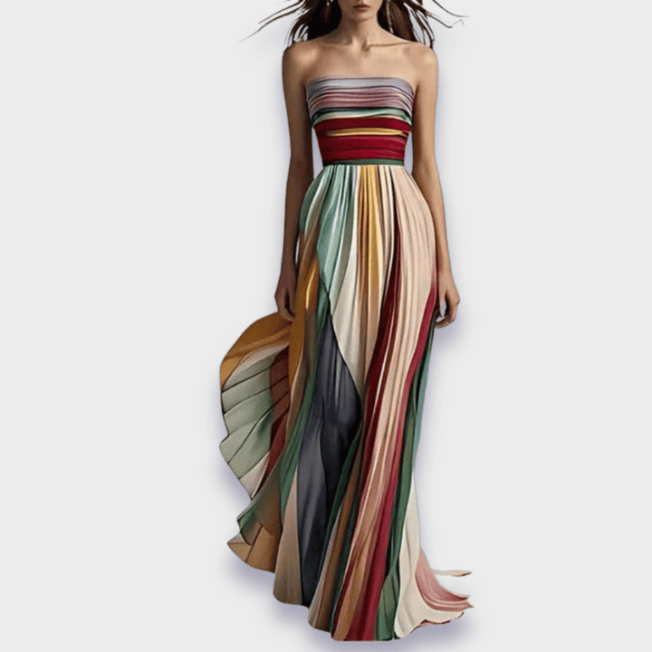 Candice Pleated Off-Shoulder Maxi Dress
