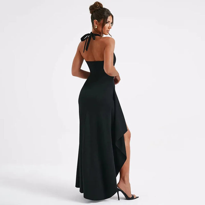 Selene Plunge Halter Maxi Dress