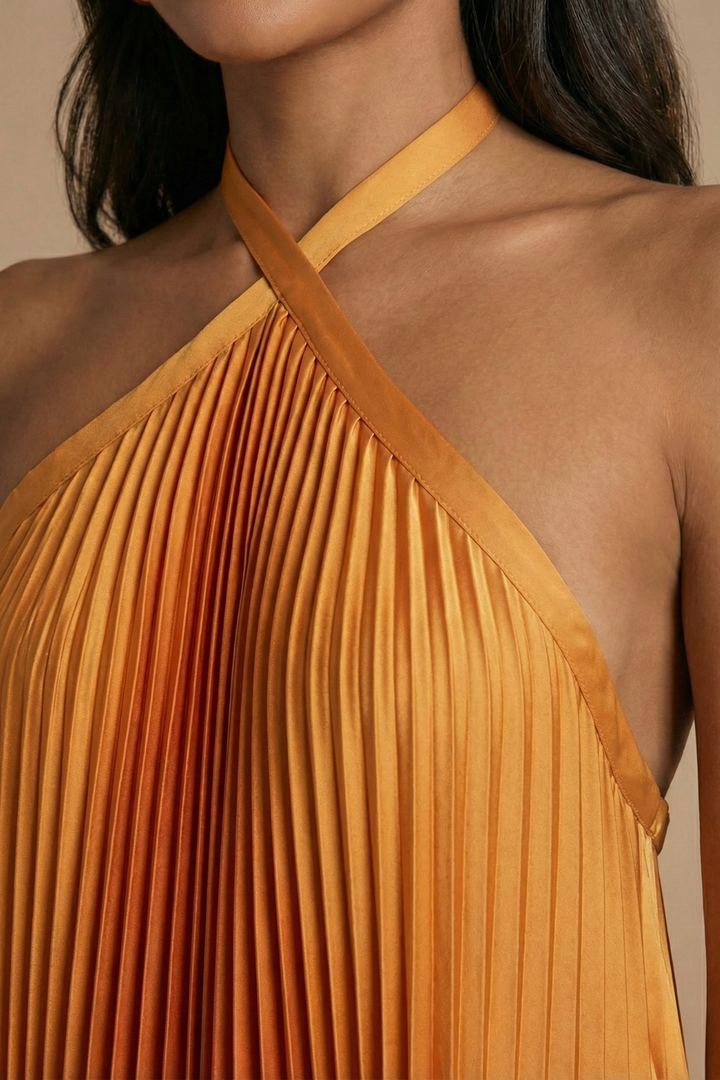 Celestine Open Back Pleated Maxi Dress