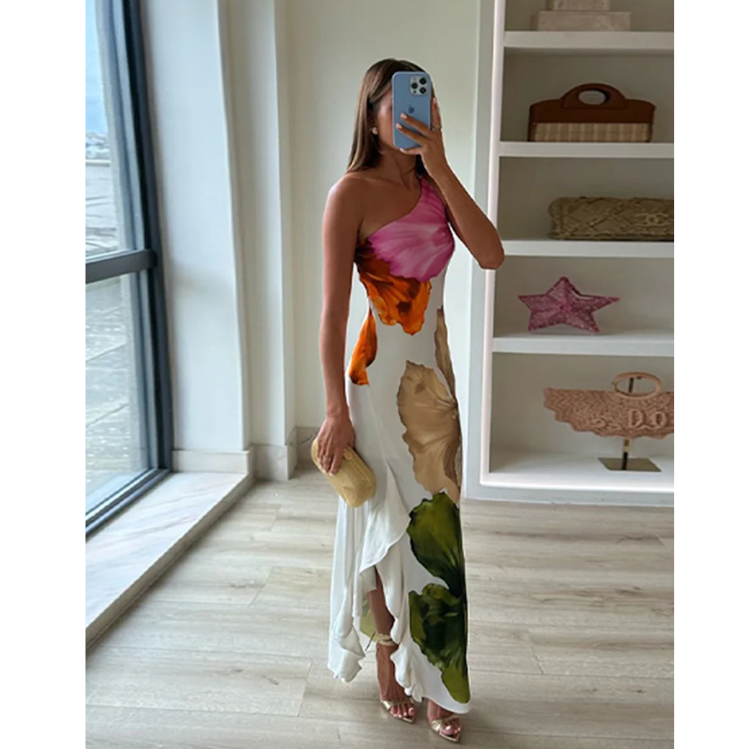 Hannah Floral One-Shoulder Maxi Dress