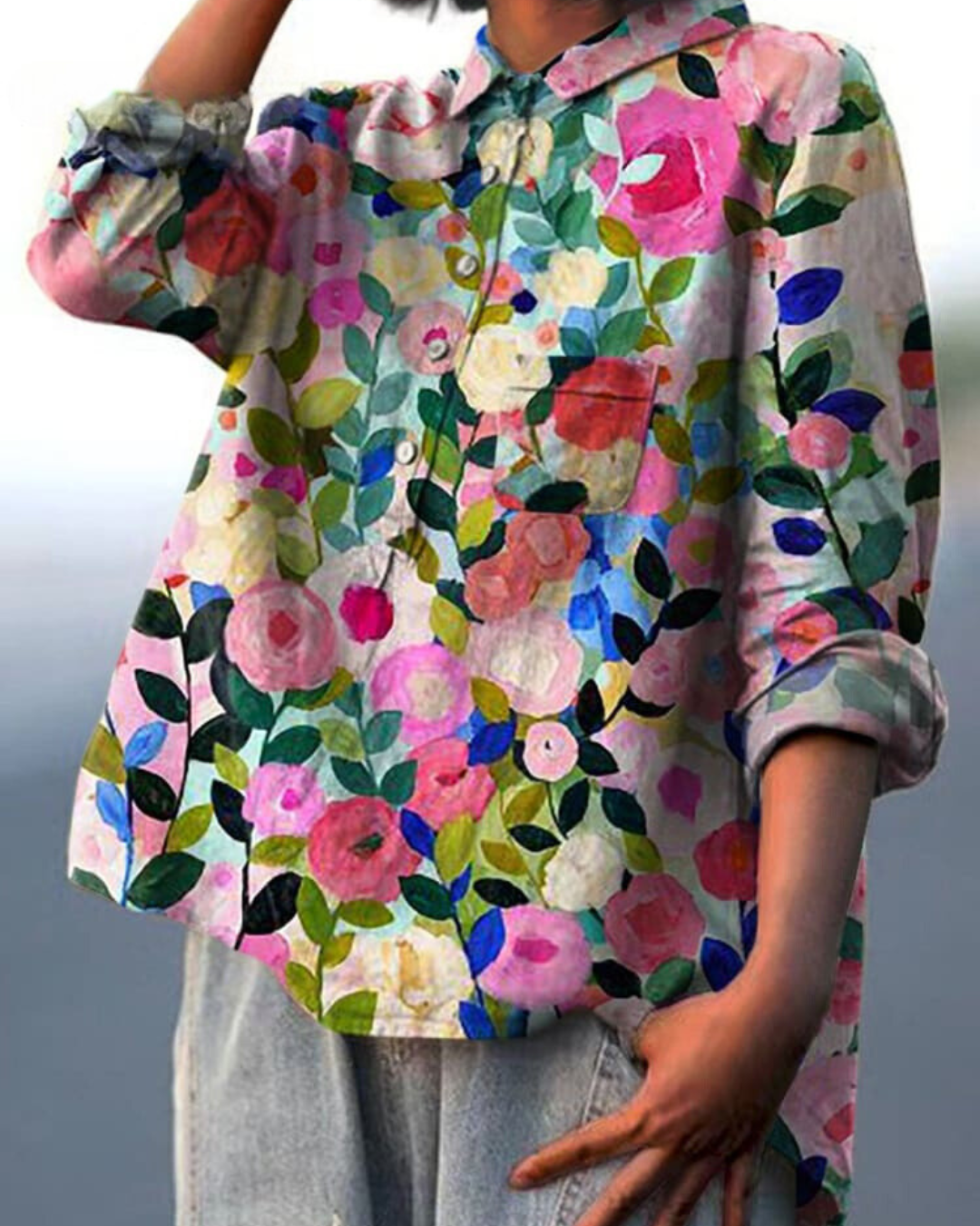 Monette Floral Button Front Blouse