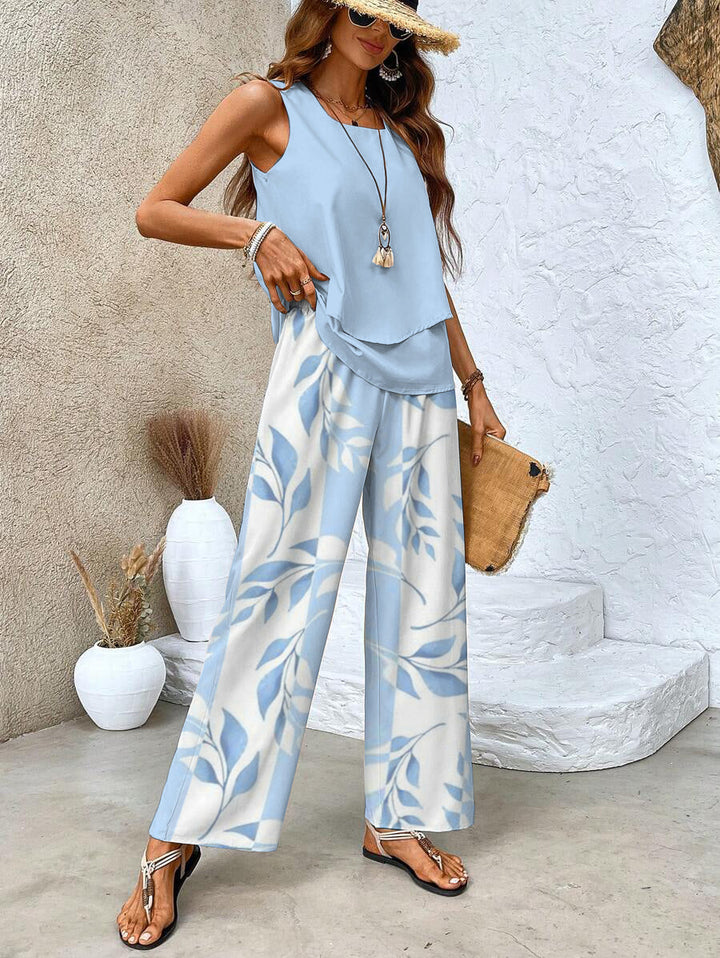 Abigail Sleeveless Blouse Trouser Set