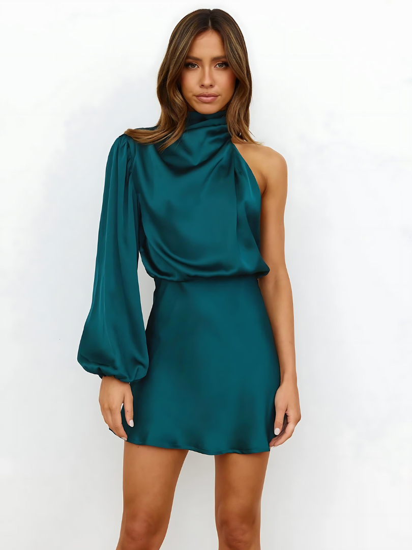 Esmée One Shoulder Satin Mini Dress