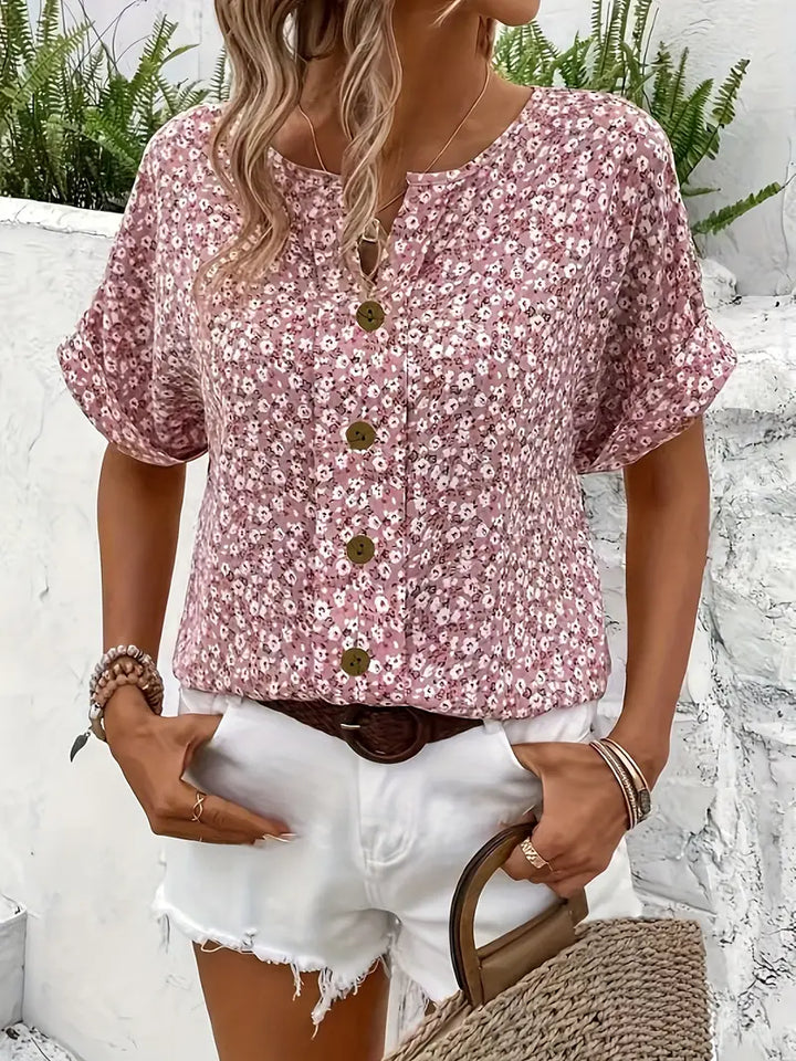 Verna Floral Button Front Blouse