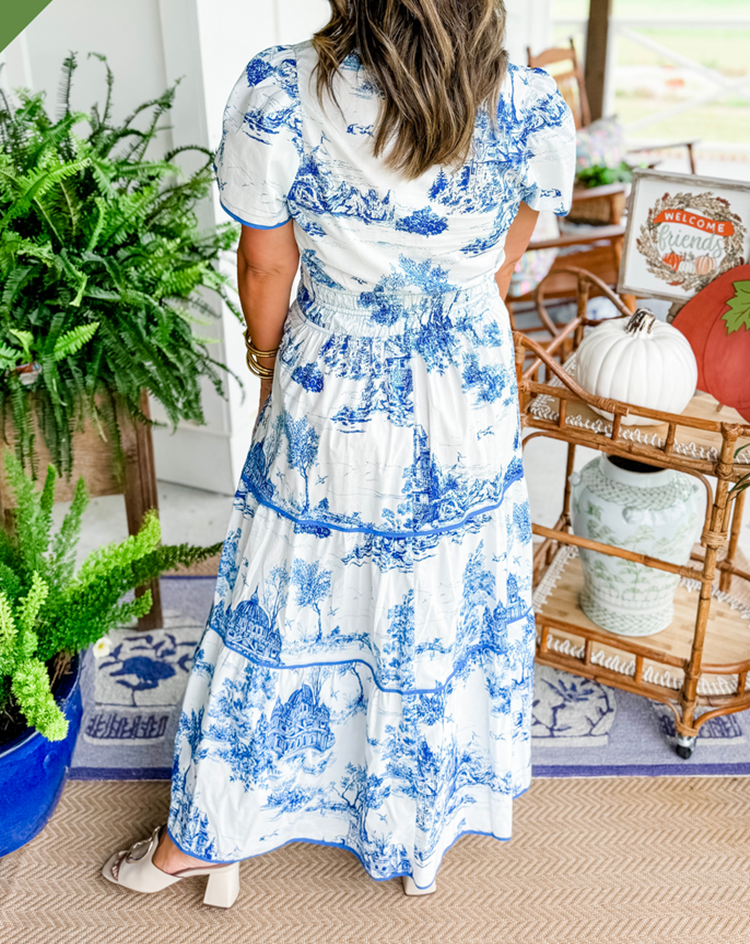 Camille Toile Print Maxi Dress