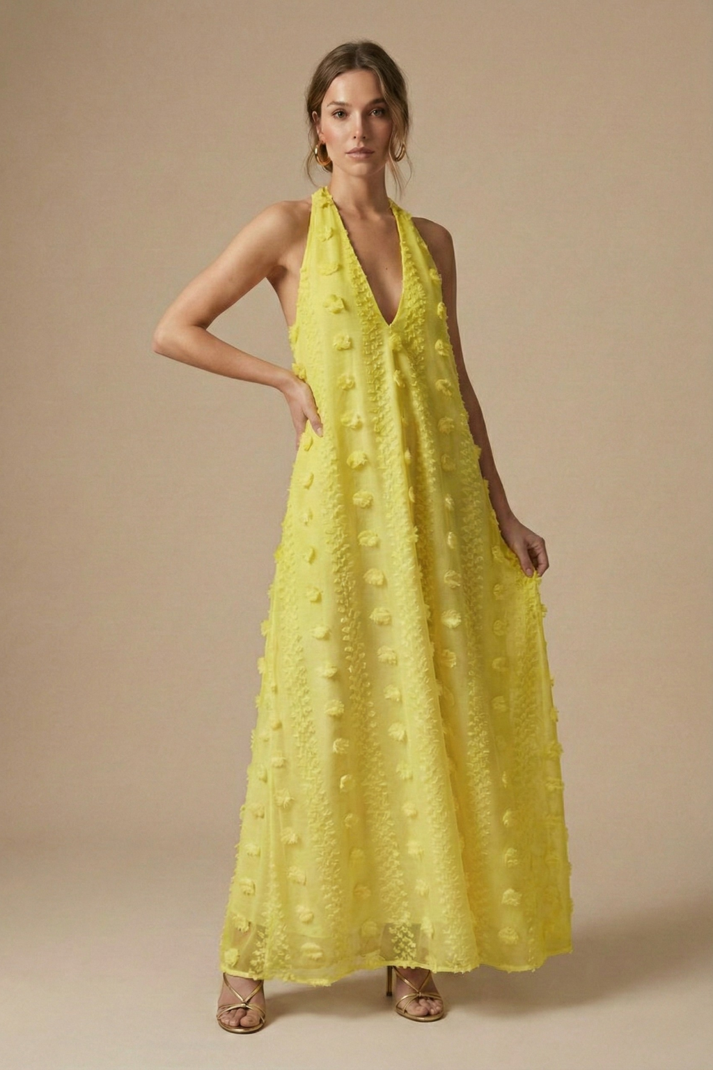 Aurelia Textured Halter Maxi Dress