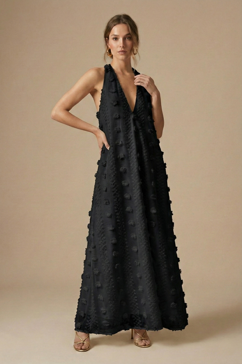 Aurelia Textured Halter Maxi Dress