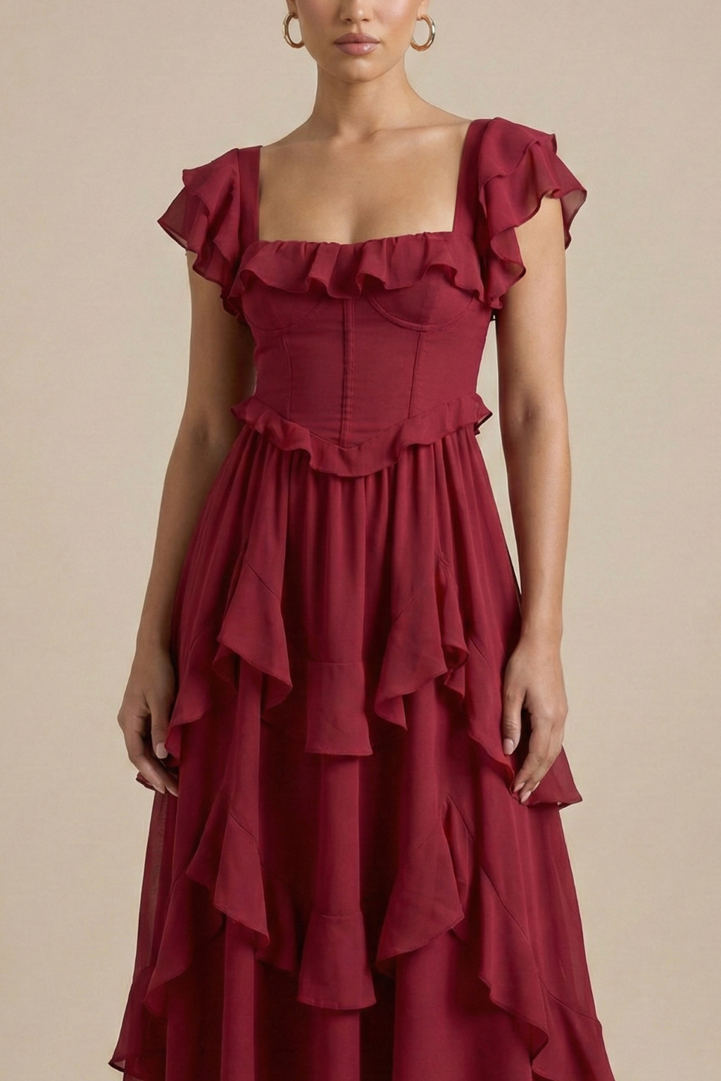 Marcella Layered Ruffle Midi Dress