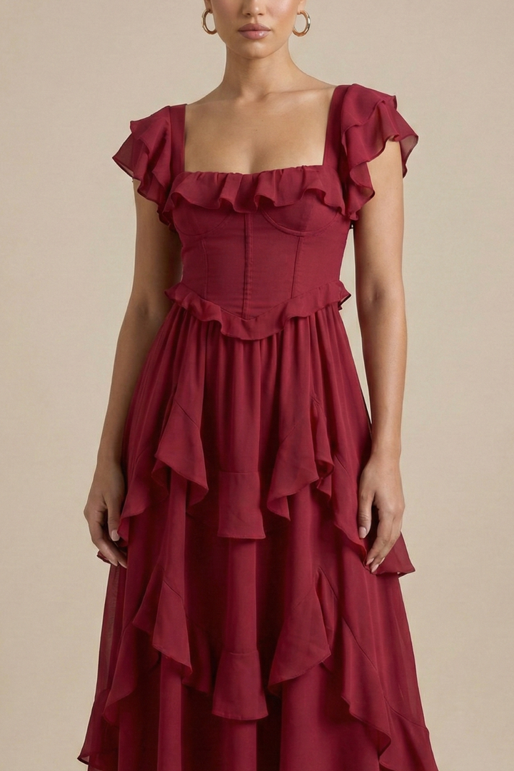 Marcella Layered Ruffle Midi Dress