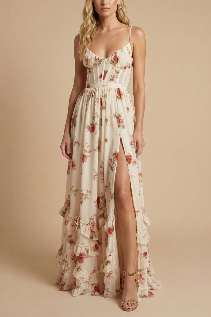 Fiorella Floral Tie Waist Maxi Dress