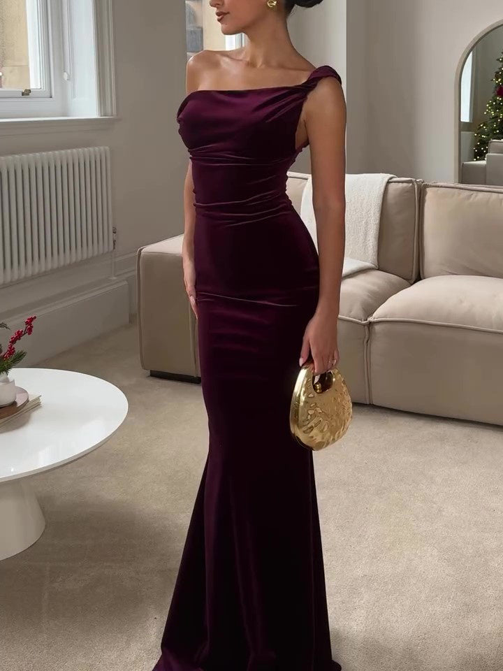 Sabrina One Shoulder Ruched Maxi Dress
