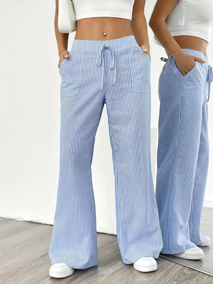 Soleia Striped Wide-Leg Trouser