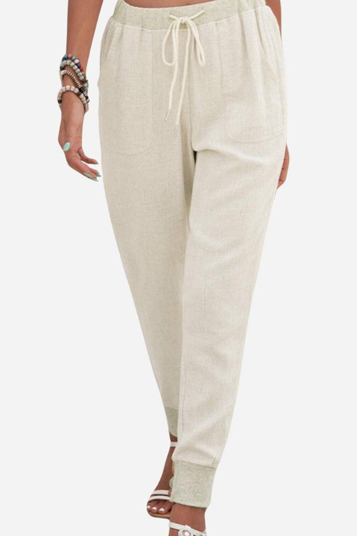 Talia Drawstring Jogger Pants with Elastic Ankle Cuffs