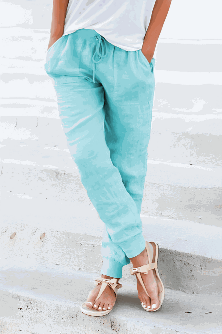 Talia Drawstring Jogger Pants with Elastic Ankle Cuffs