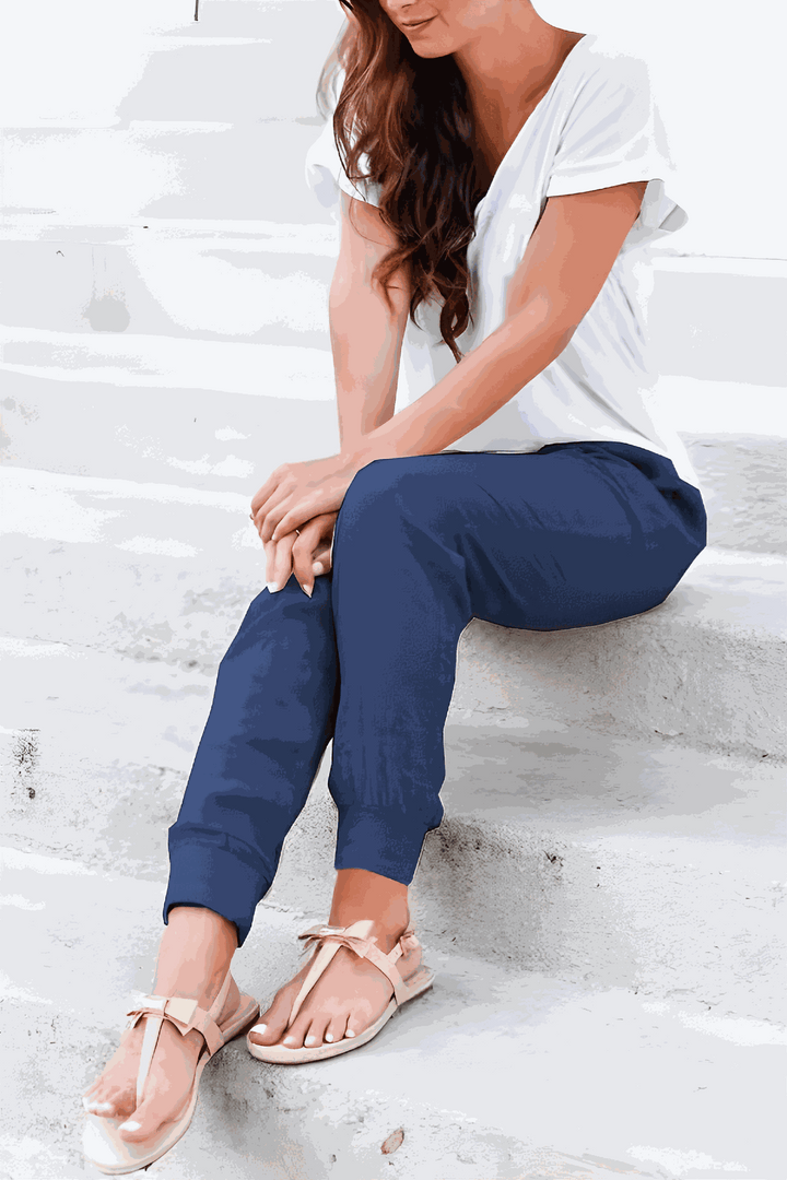 Talia Drawstring Jogger Pants with Elastic Ankle Cuffs