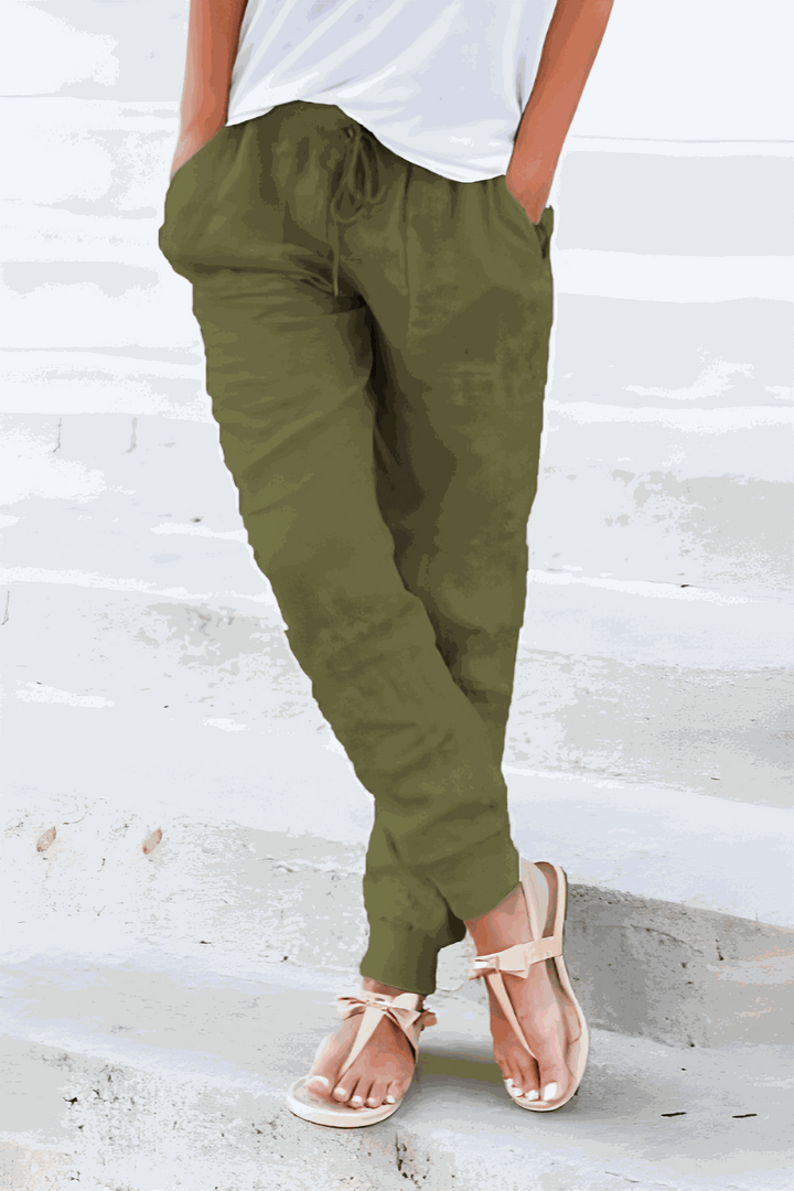 Talia Drawstring Jogger Pants with Elastic Ankle Cuffs