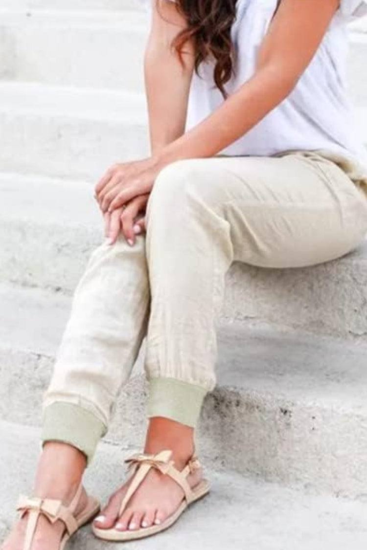 Talia Drawstring Jogger Pants with Elastic Ankle Cuffs