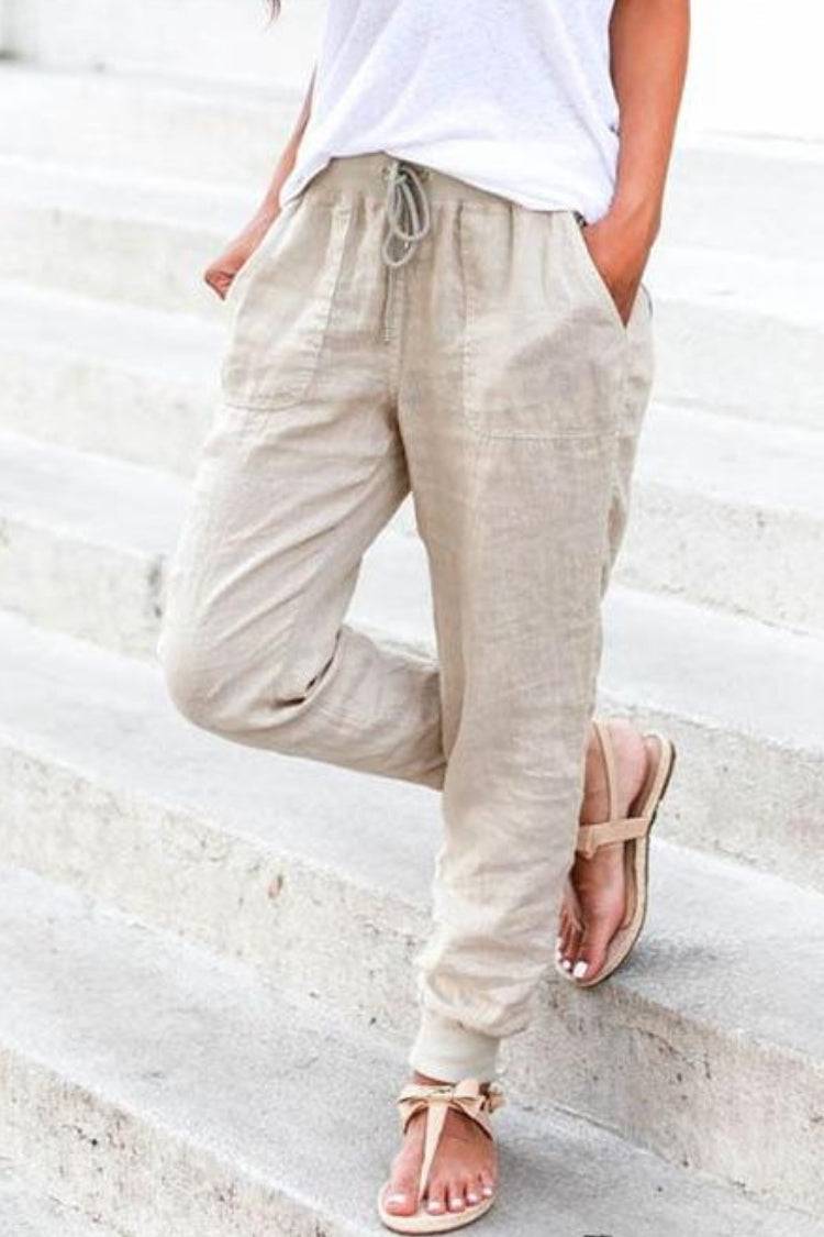 Talia Drawstring Jogger Pants with Elastic Ankle Cuffs