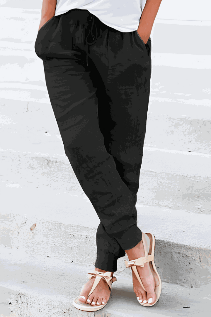 Talia Drawstring Jogger Pants with Elastic Ankle Cuffs