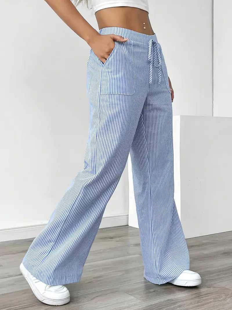 Soleia Striped Wide-Leg Trouser