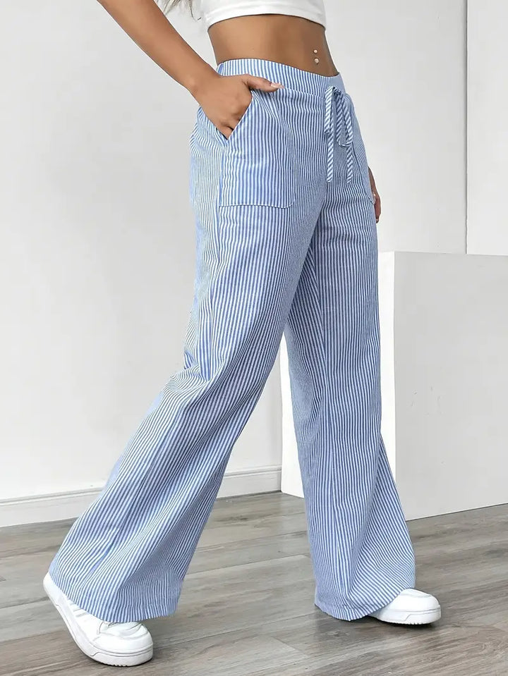 Soleia Striped Wide-Leg Trouser