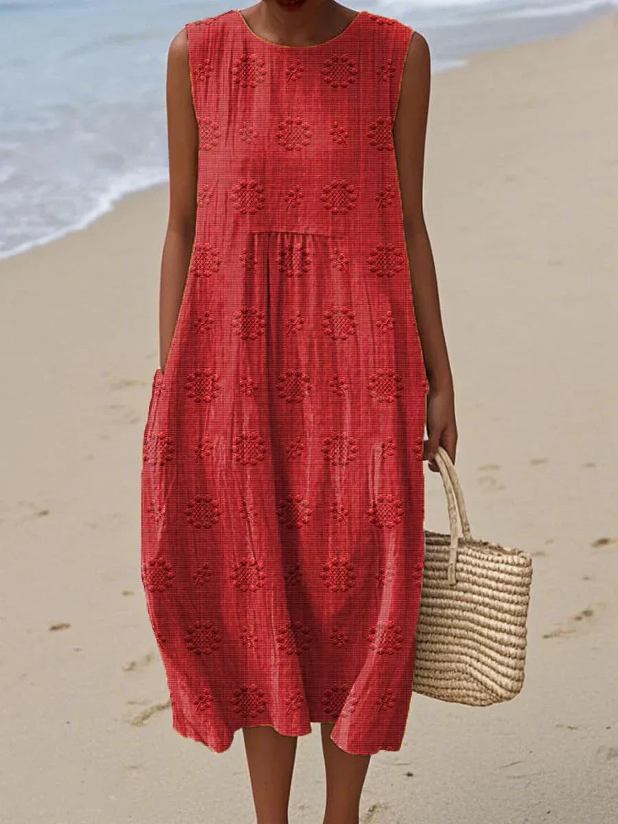 Roxanne Sleeveless Pocket Midi Dress